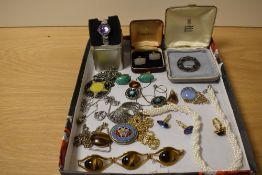 A selection of costume jewellery including cufflinks of various design, necklaces including