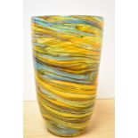 A large and heavy vintage Tozai art glass vase if 1970s style, having blue, orange, green and yellow