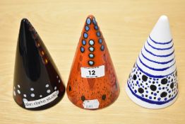 Three Limited edition Alan Clarke Studio Pottery (ex Poole Pottery) sugar sifters. 40 of 200, 8 of