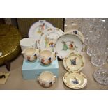 A collection of children's vintage china including Royal Doulton 'Bunnikins' and Aynsley 'Mary