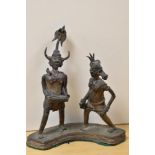 An Indian cast bronze effect study depicting two tribesmen.