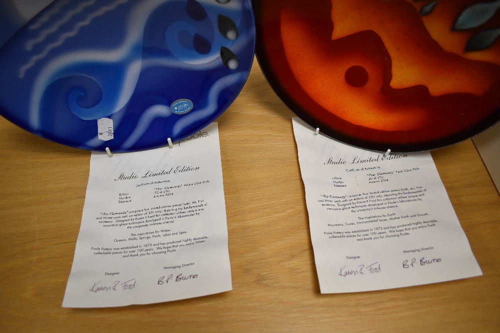 Four 20th Century Poole pottery chargers, 'The Elements', limited editions of 350, designed by Karen - Image 2 of 8