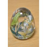 A Ray Annenberg for Whitefriars glass, Paperweight, having blue, green and yellow Millefiori swirl.