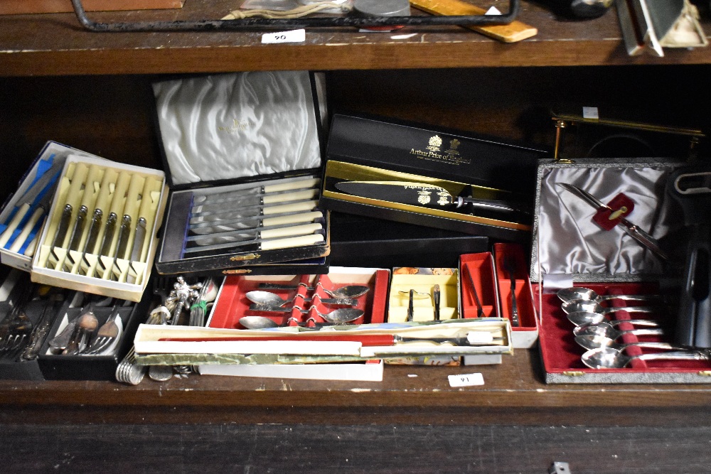 An assorted collection of boxed flatware, to include a group of six Art Deco Community plate