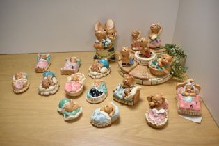 A collection of hand-painted stonecraft Pendelfin anthropomorphic rabbit figures, to include, Twins,