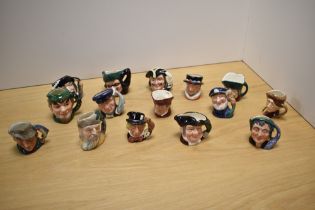 A collection of fifteen Miniature Royal Doulton bone china character jugs, to include 'The