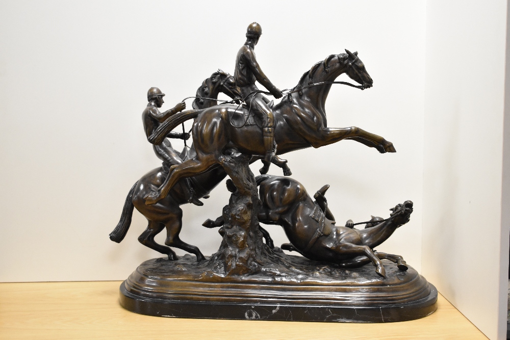 After Antoine-Louis Barye (1796-1875) a large and impressive 20th century brown patinated bronze
