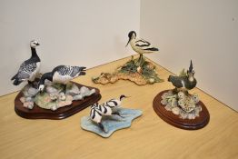 A Sherrat & Simpson ornithological study Avocet and chicks, label to red baize base, sold along with