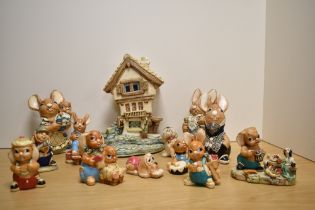 A collection of hand-painted stonecraft Pendelfin anthropomorphic rabbit figures, to include,