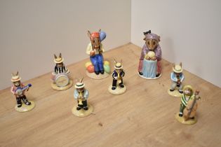 A group of six Royal Doulton 'Bunnykins' musician figures from the Jazz Band Collection,