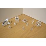 A small selection of Swarovski crystal ornaments, to include owl, fish hedgehog and various birds,