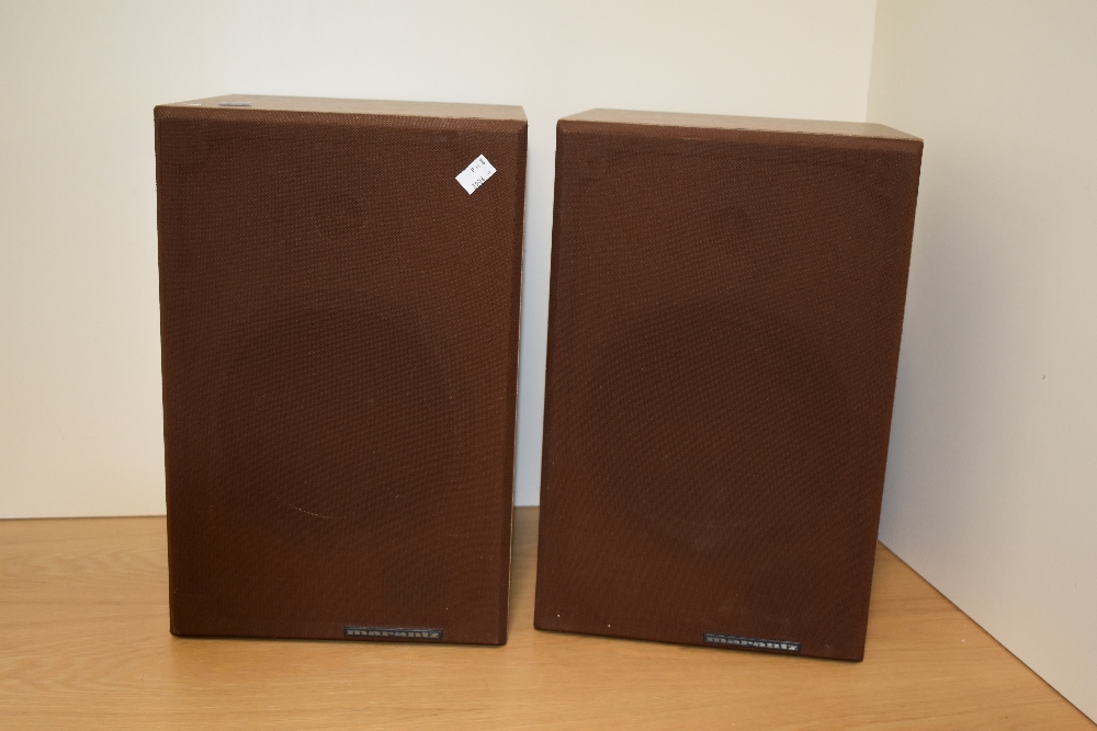 A pair of Marantz vintage stereo speakers Ld-50's with grills intact - a cool retro look to these