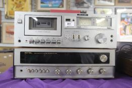 A lot of two stereo items - A Rotel AM/FM Tuner RX 400A and a tape deck Aiwa M200