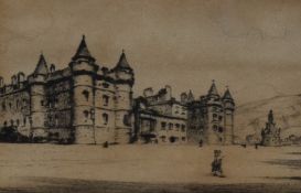 19th/20th Century, etching, Holyrood Palace, Edinburgh, signed indistinctly to the lower right,