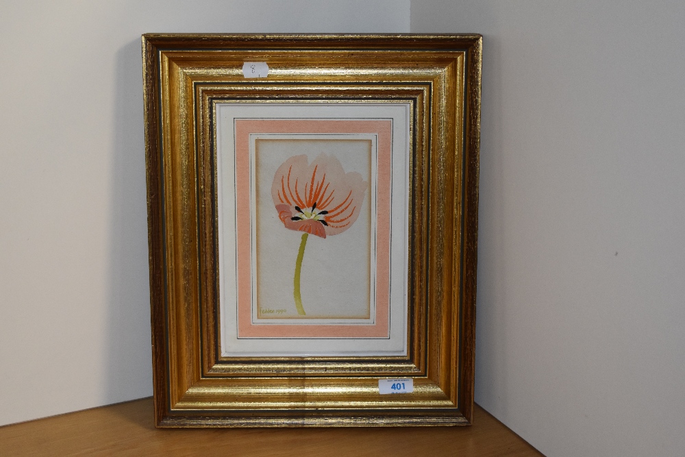 Mary Fedden (1915-2012, British), watercolour on paper, Pink Flower, signed to the lower left and - Image 2 of 4