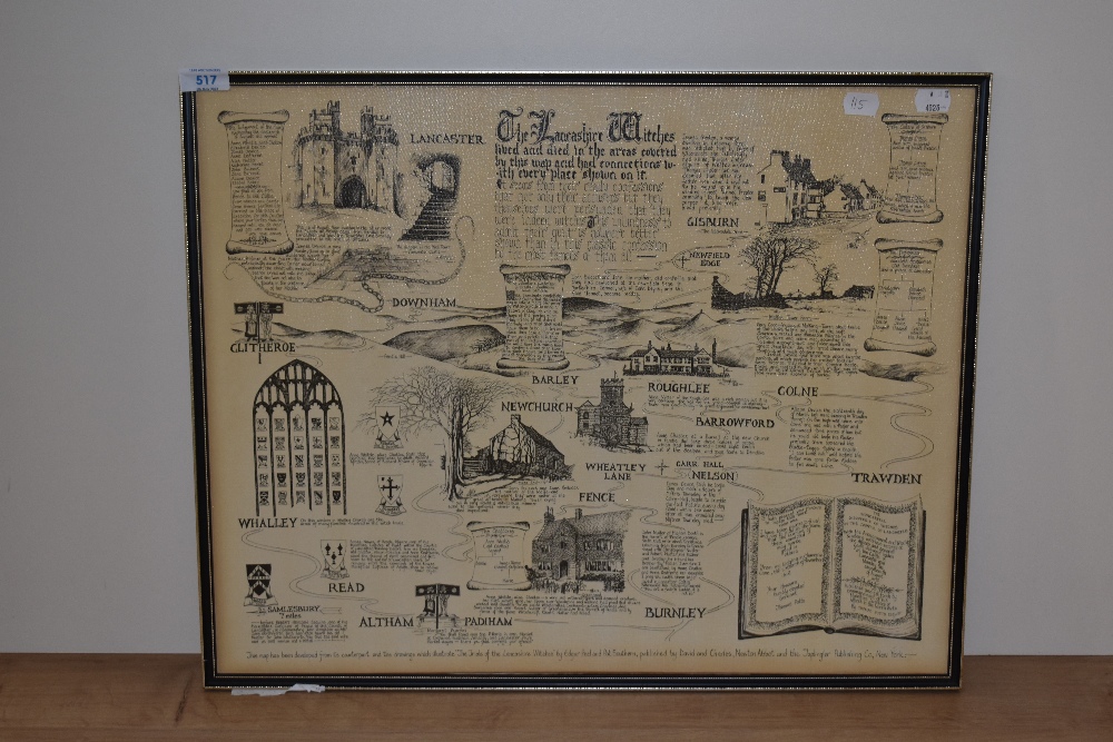 20th Century, monochrome print, A Lancashire map illustrating 'The Trials of the Lancashire - Image 2 of 3