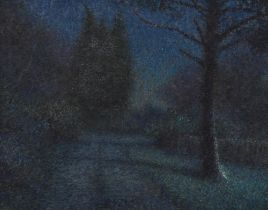 *Local Interest - Tom Dearden (1942-2020, British), oil on canvas, A woodland landscape at night