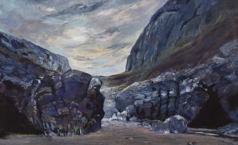 Jennifer Wheten (1941-2021, British), pastel, 'Evening Light, Mewslade', a bold interpretation of