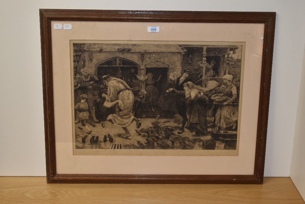 19th Century School, monochrome print, 'The Pied Piper of Hamelin', hand signed indistinctly to - Image 2 of 4