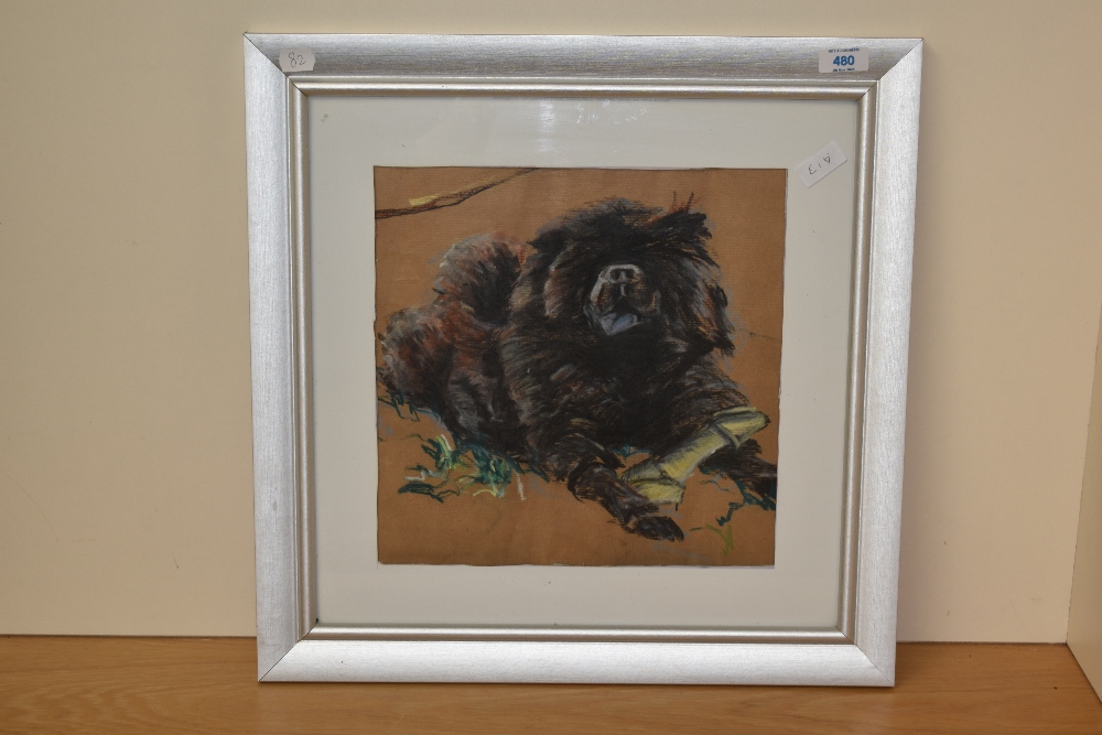 20th Century School, pastel on paper, A Pyrenees Mountain dog, framed, mounted, and under glass, - Image 2 of 3