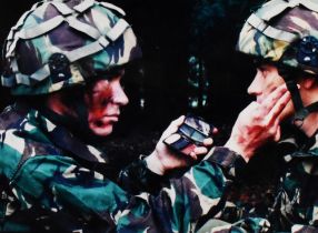 Paul Smith (b.1969, British photographer), photographic print, Soldiers applying camo make up,