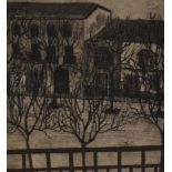 20th Century School, engraving, Two monochrome illustrations - An oriental landscape with elderly