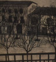 20th Century School, engraving, Two monochrome illustrations - An oriental landscape with elderly