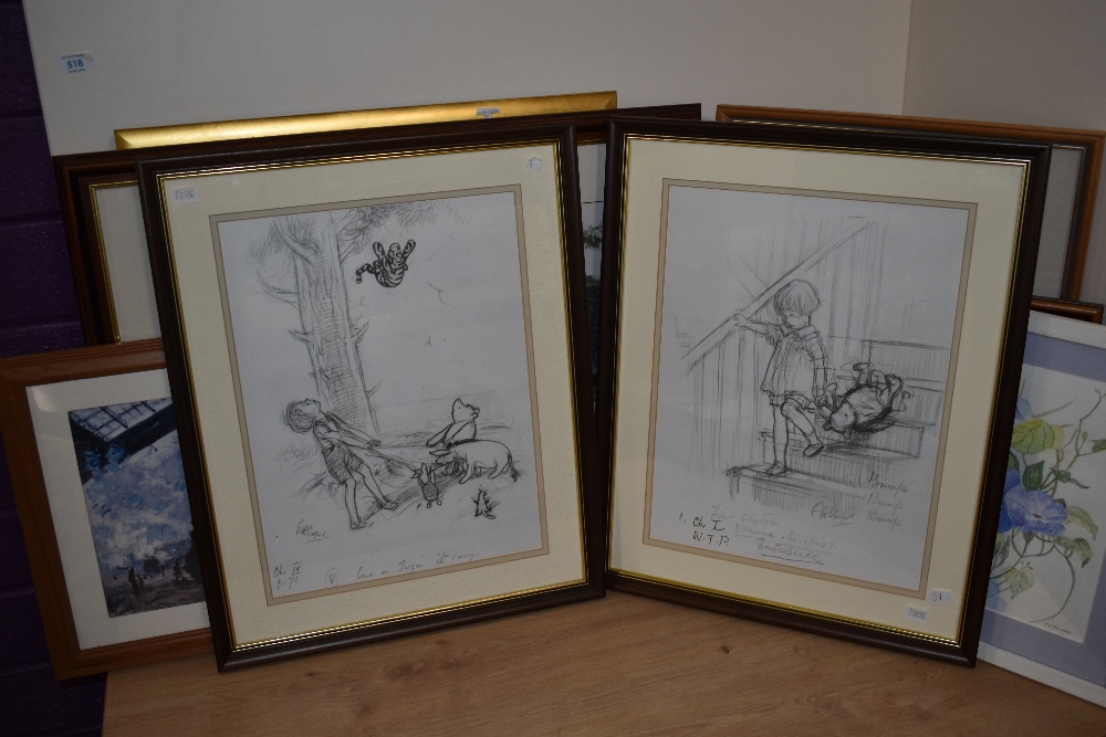 An assorted collection of prints, all framed, and to include Winnie the Pooh prints after Ernest - Image 3 of 4