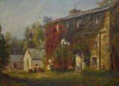 19th/20th Century School, oil on canvas, An ivy covered country farmhouse, measuring 35cm x 45cm