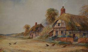 Ernest Potter (19th/20th Century British School, fl. 1900), watercolours, Two thatched roof
