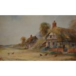 Ernest Potter (19th/20th Century British School, fl. 1900), watercolours, Two thatched roof