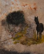 Tessa Newcomb (b.1955, British contemporary), oil on board, 'Walking By', a horse in woodland,