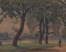 James Hamilton Hay (1874-1916, British), mixed media/watercolour, 'On The Embankment, London',