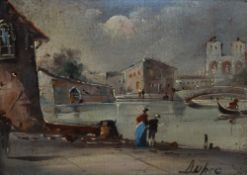 20th Century Continental School, oil on board, Two Italianate scenes to include a depiction of a