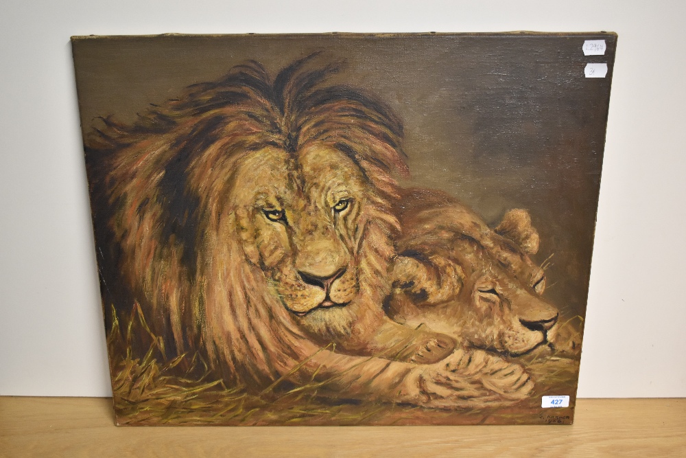 J.Harper (20th Century, British), in the style of Rosa Bonheur (1822-1899), oil on canvas, Lion - Image 2 of 4
