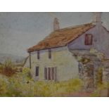 20th Century School, watercolour, A white brick farm house, framed with a gilt slip and under glass,