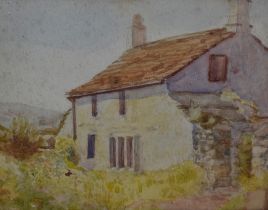 20th Century School, watercolour, A white brick farm house, framed with a gilt slip and under glass,