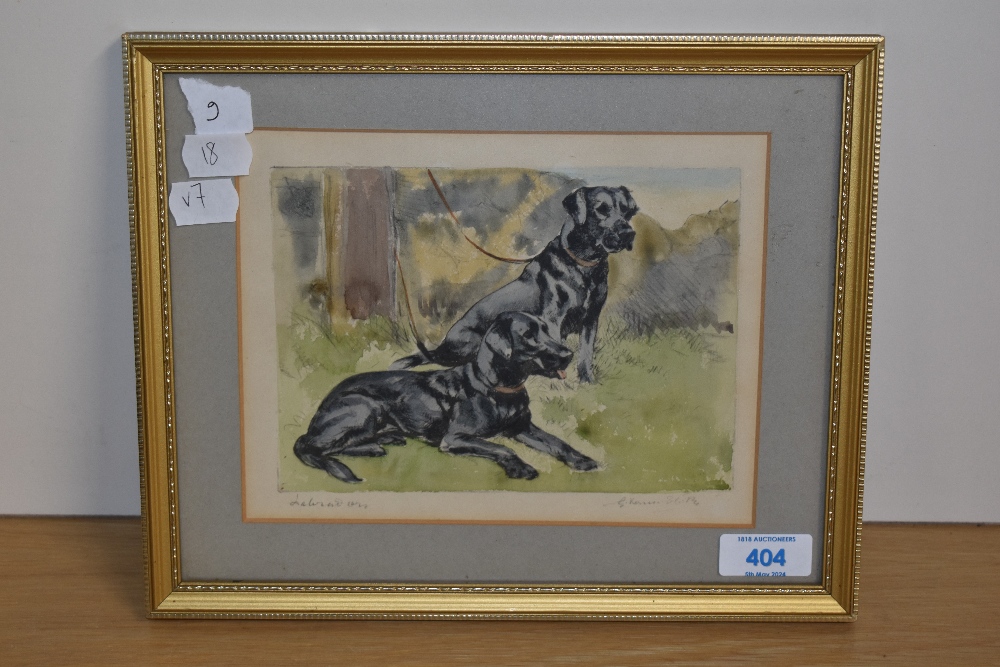 George Vernon Stokes (1873-1954, British), watercolour, A canine study - 'Labradors', signed to - Image 2 of 4