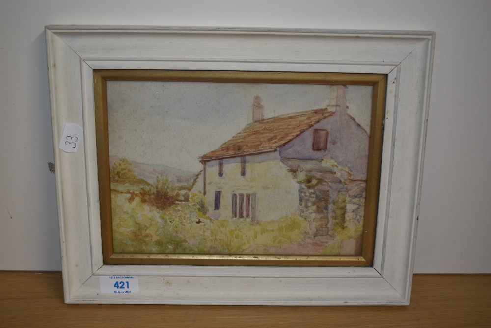 20th Century School, watercolour, A white brick farm house, framed with a gilt slip and under glass, - Bild 2 aus 3