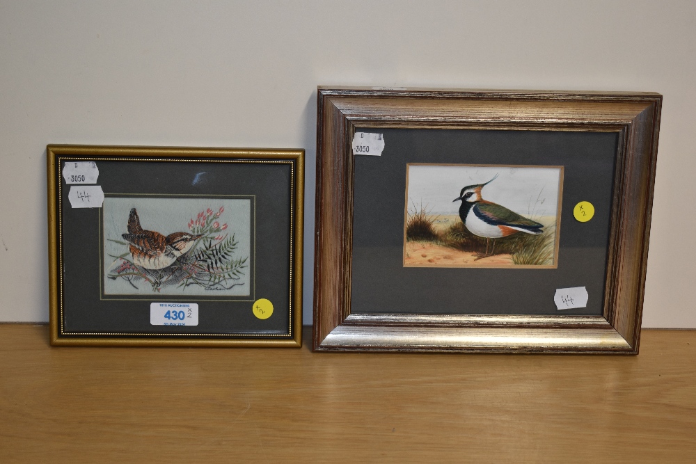 20th Century School, sculptograph/watercolour, A lapwing, framed, mounted, and under glass, - Image 2 of 4