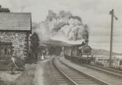 After John S. Gibb (b.1939, British), monochrome print, 'Cart Lane Crossing', of railwayana