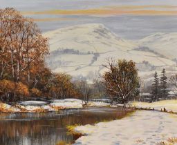 *Local Interest - Jeff Sudders (b.1944, British), oil on board, 'River Rothay in Winter, Ambleside',