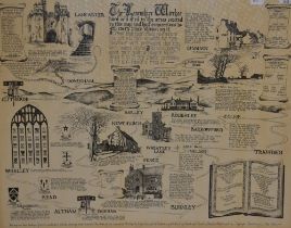 20th Century, monochrome print, A Lancashire map illustrating 'The Trials of the Lancashire