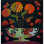 Linda Farquharson (20th Century, British), linocut, 'Autumn Posy', initials to the lower right,