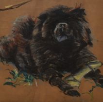 20th Century School, pastel on paper, A Pyrenees Mountain dog, framed, mounted, and under glass,