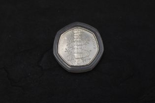 A GB 2019 Kew Gardens 50p Coin, uncirculated in plastic wallet