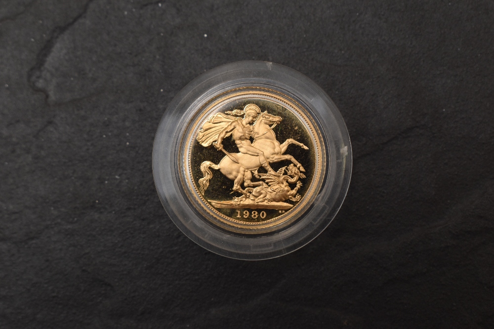 A 1980 Queen Elizabeth II Gold Proof Sovereign, Royal Mint, in case with certificate - Image 2 of 2