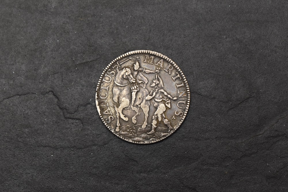 An Italian States, Respublica Lucensis, (lucca) One Scudo Silver Coin, Obv crowned Republic Arms