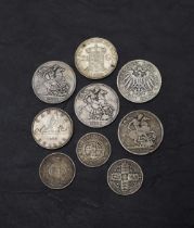 A small collection of GB & World Silver Coins, Queen Victorian Crowns x3 1889, 1992 & 1997, Gothic