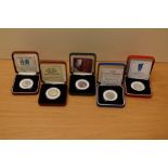 Five Royal Mint Silver Proof Piedfort 50p Coins, 1993 Presidency of the Council of Ministers, 1998